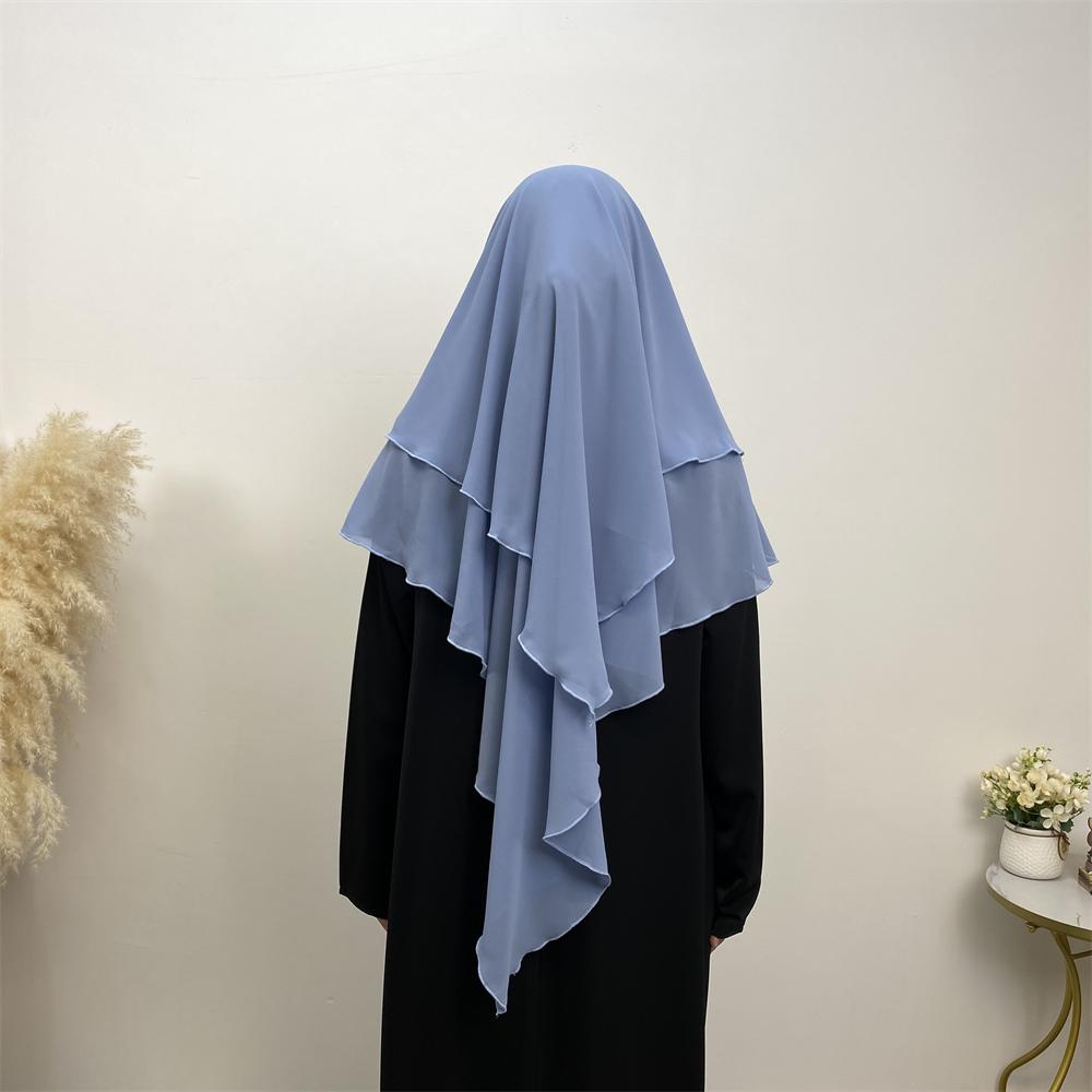 2305# Chiffon 2 Layers Eid Khimar Solid 19 Color（Light And Thin） - CHAOMENG MUSLIM SHOP