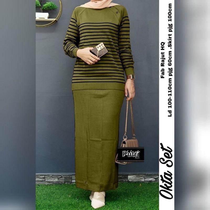 Set Knitwear Okta dan Skirt Muslimah Murah - Fresize Fit to XL - TikTok ...
