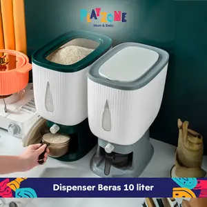 [COD] Playzone Dispenser Beras 10L Tempat Wadah Penyimpanan Beras Otomatis biru hijau merah
