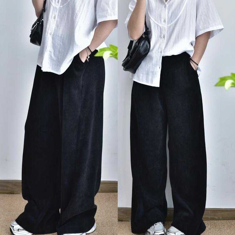   MỞ BÁN  Quần dài form rộng chất vải nhung tăm quần dài bigsize unisex basic - Miabigsize 