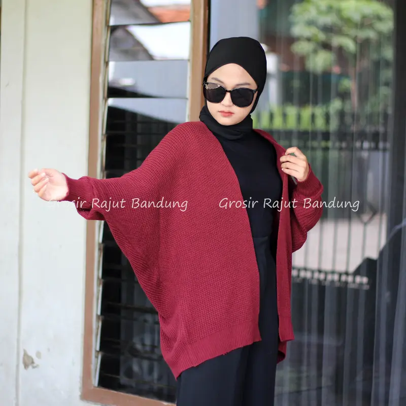 Cardigan Rajut Oversize Batwing Sweater Atasan Kalong Tangan Panjang 0