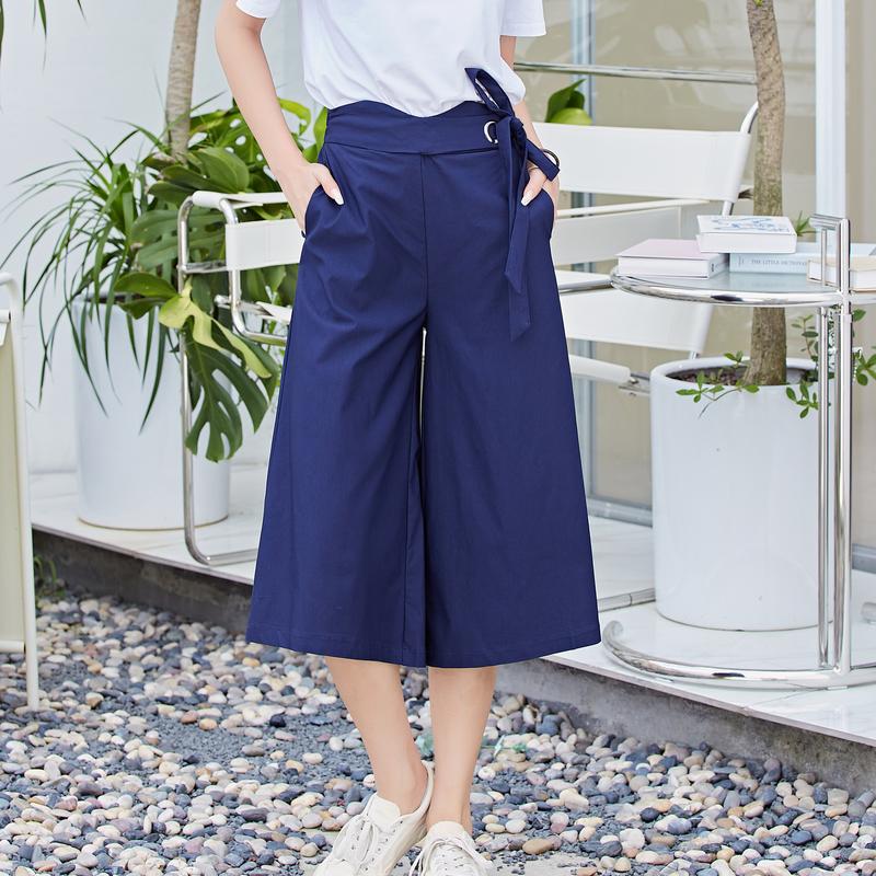 Product Introduction of Eyouth 1063  Women wide leg capri pants high waist casual ladies woman pants 30