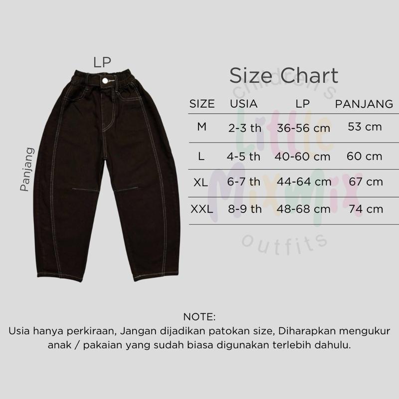 Mixmix BARREL PANTS - Celana Barrel Jeans Skena Anak laki-laki dan perempuan  2 - 9 Tahun Unisex