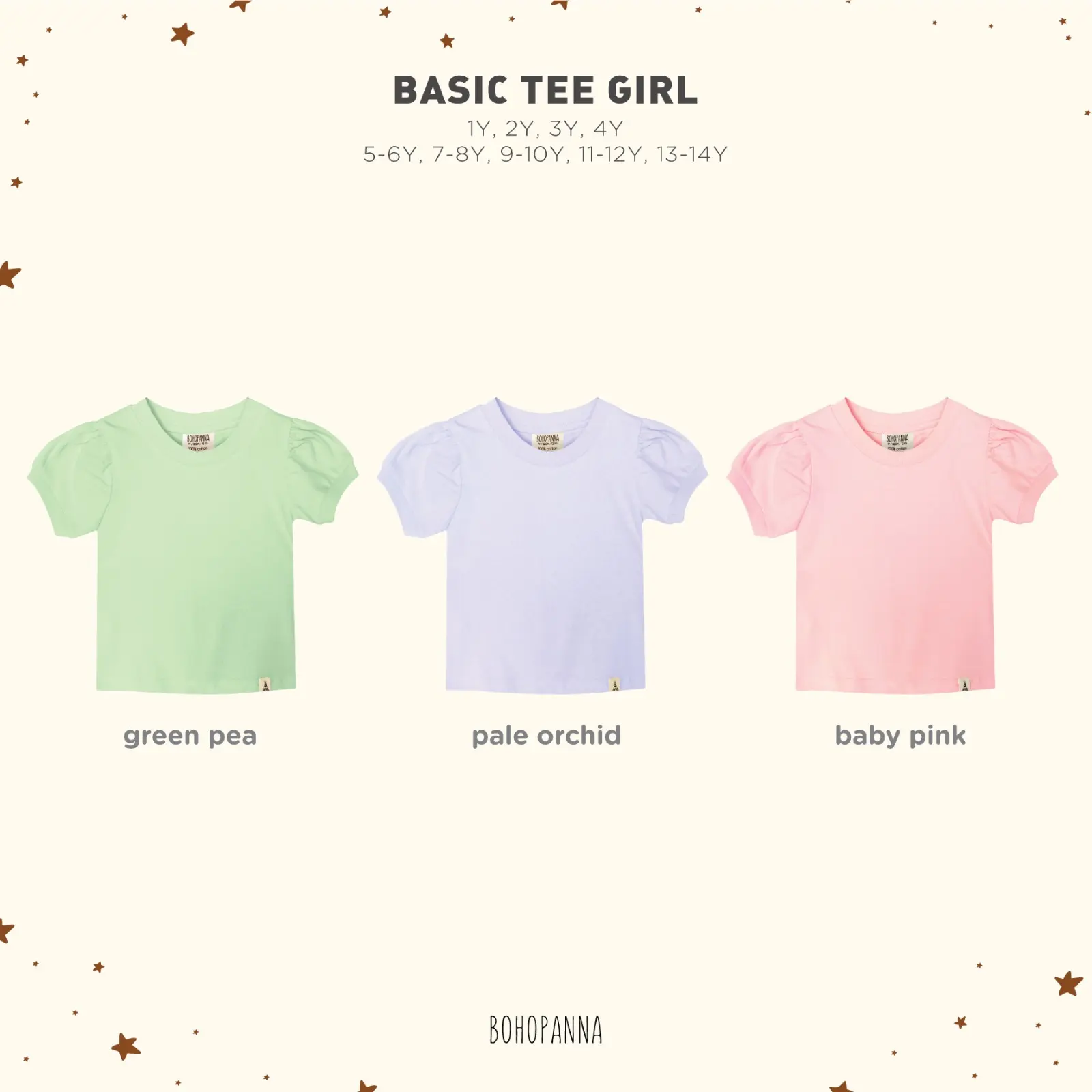 BOHOPANNA - BASIC TEE GIRL - Atasan Anak Perempuan - Kaos Anak Perempuan