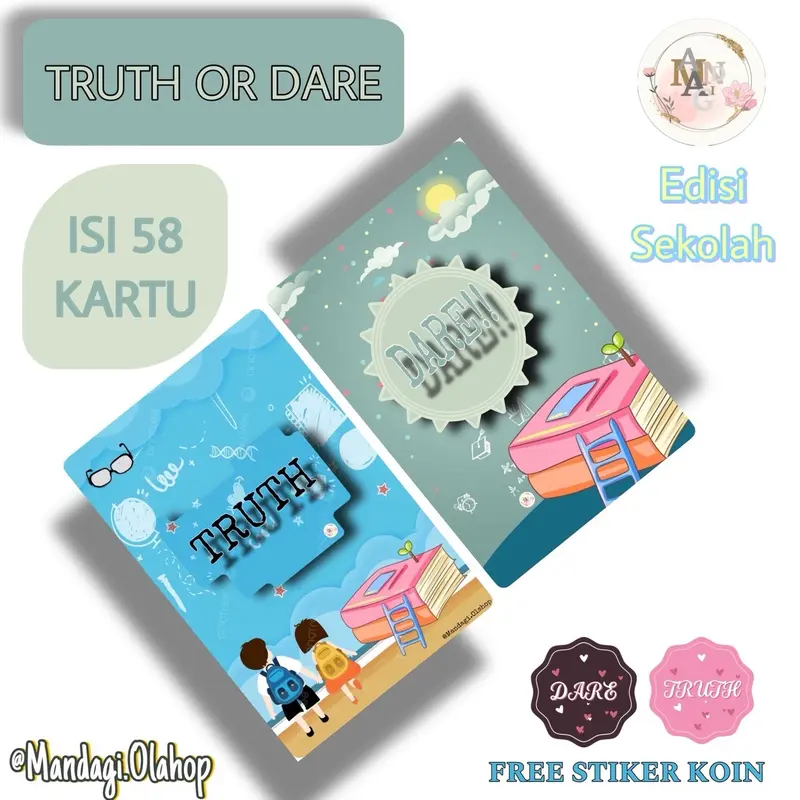 Kartu Permainan Truth or Dare (ToD) Versi Sekolah || isi 58 kartu + Kotak Kartu || Kartu permainan Viral Card Game Kertas 0