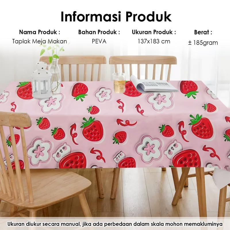 Taplak Meja Makan Motif Buah Tahan Air Ukuran 137x183cm Desain Modern 4 - 6 Kursi / Taplak Ruang 1