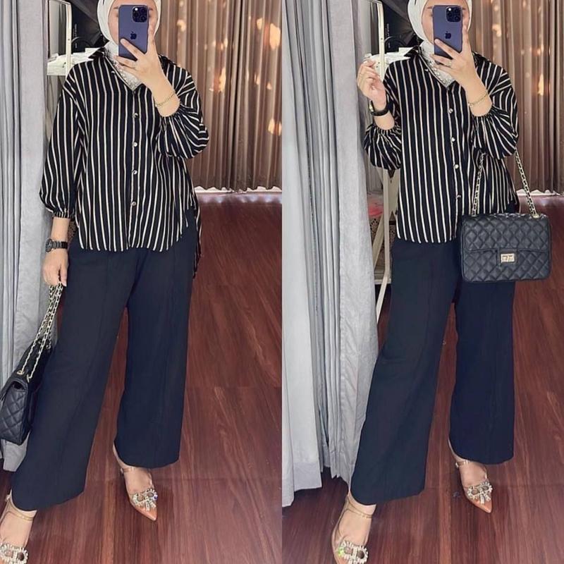 Oneset Alina Celana Kemeja Rayon Premium Oneset Premium 2025 New Trend Remaja Wanita Karir 2