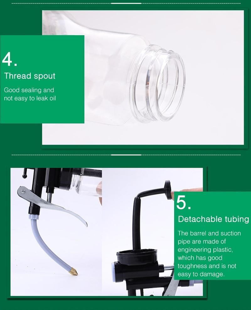 Product Introduction of Oiler for greasing Transparent Oil Can Lubrication High Pressure Pump Oiler Lubricating Oil Plastic Machine 250ml grease tool 8