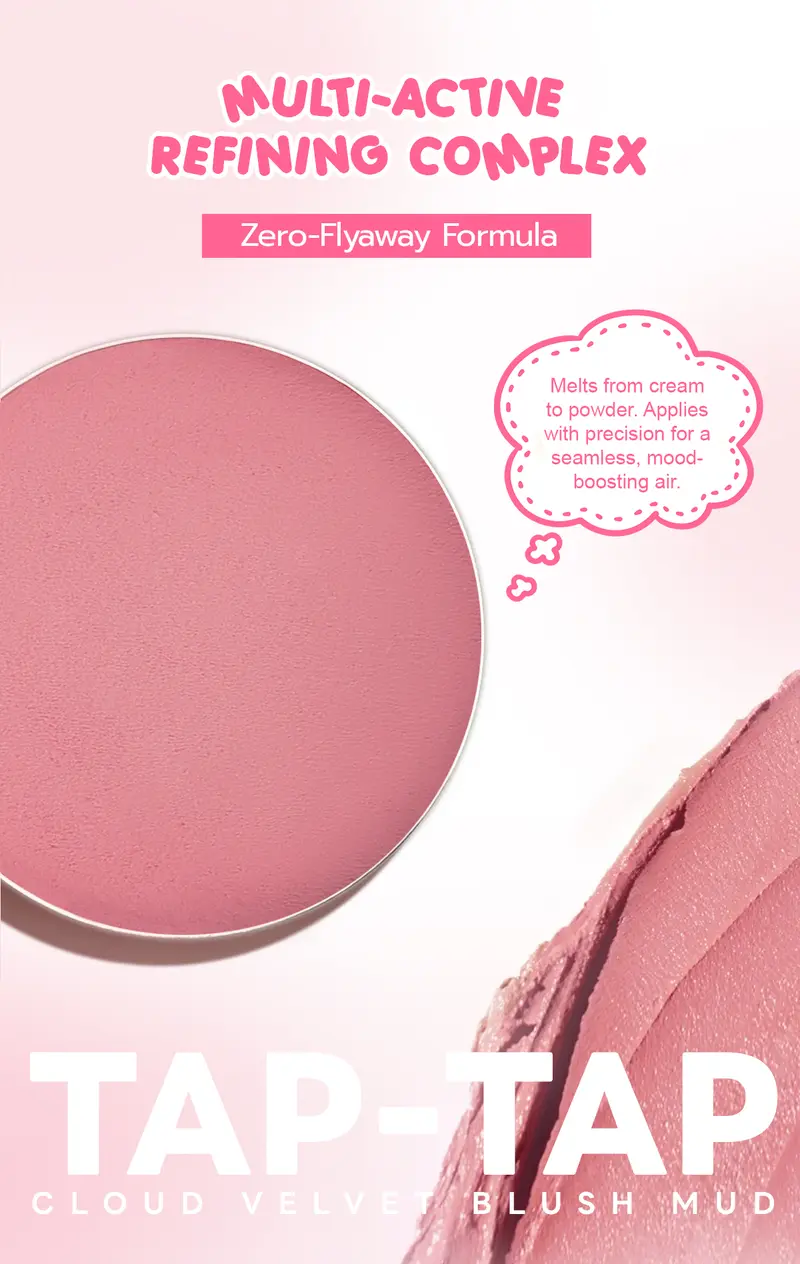 Product Introduction of [2nd Item ₱99 Only!] ICE LERSKIN&CHIC.PEAK TAP-TAP Cloud Velvet Blush Mud | Airy Soft Matte Powdery Blush | Long-Lasting, Waterproof | Natural Glow | Cloud Texture|Smooth & Blendable | Perfect for Korean Look | Everyday Makeup 5