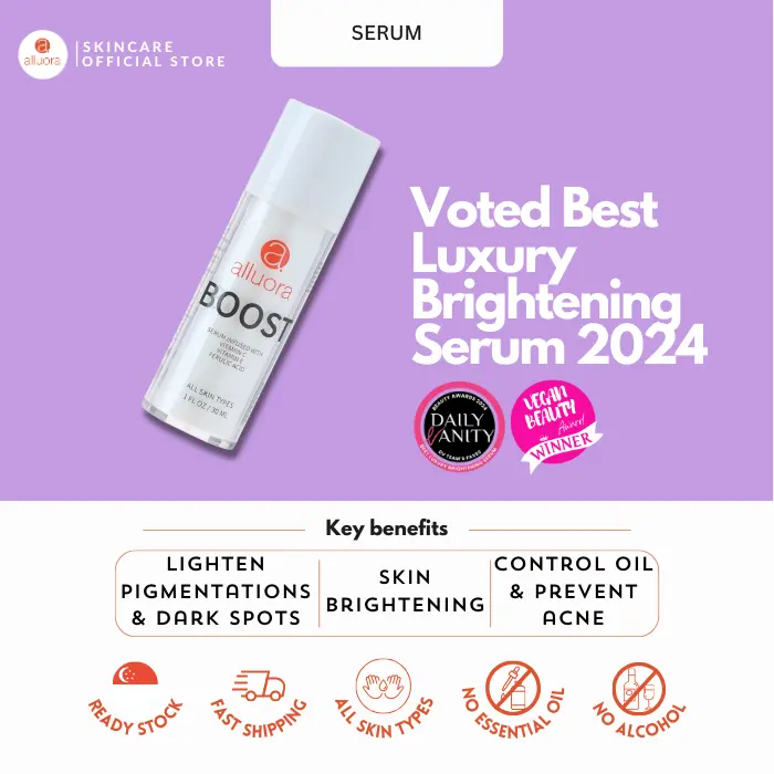 (FLASH DEAL ONLY) Alluora BOOST Serum (30ml) Lighten Pigmentation and Dark Spots, Even Skin Tone, Control Oil For Acne & Pimple Skin