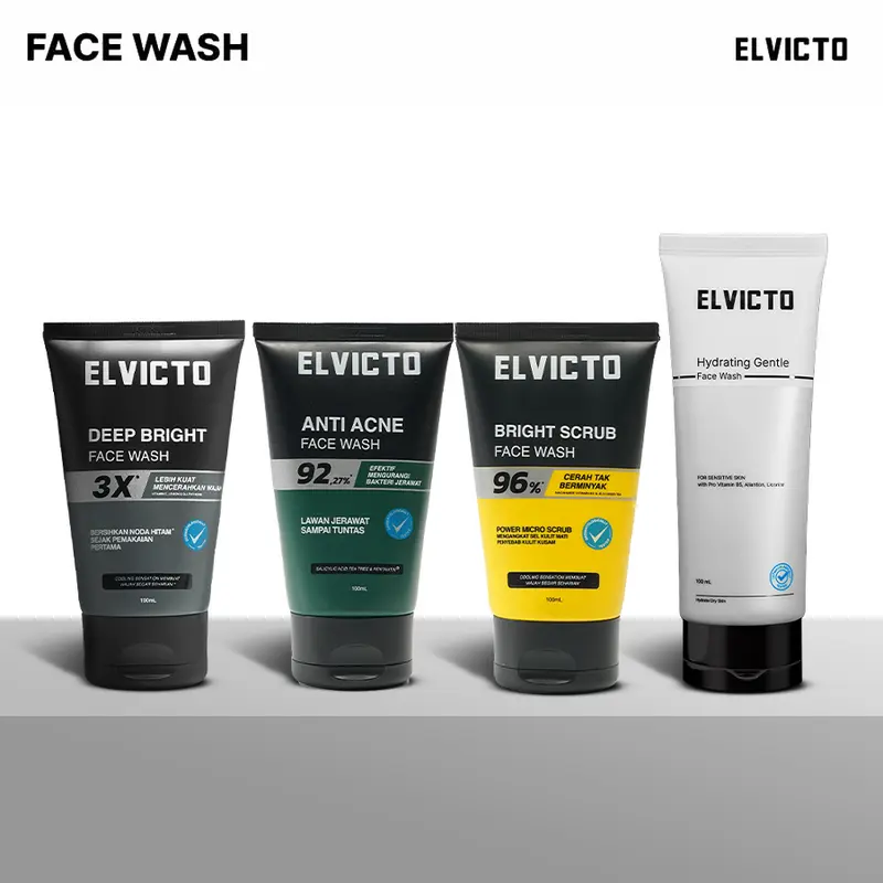 ELVICTO PAKET PREMIUM B | BRIGHTENING SERUM, FACE WASH, BLACK MASK, SUNSCREEN, BODY SERUM | Paket Lengkap Perawatan Pria 4