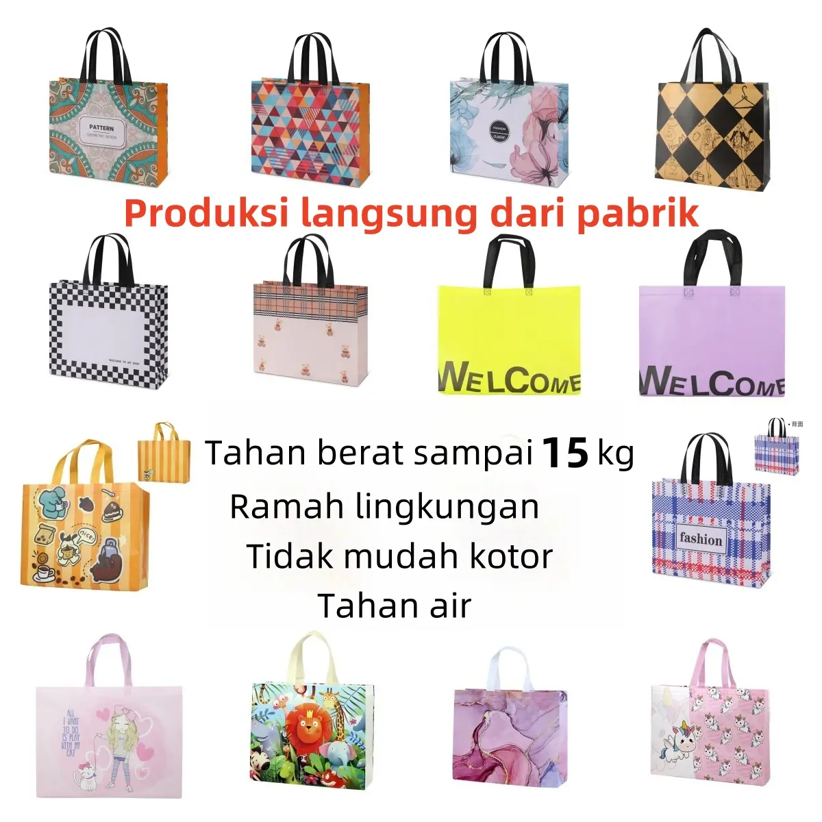 Tas Belanja /  Tote Bag Spunbond/ Goodie Bag Spunbond /Tas Spunbond /Kain Motif Premium Kantong Jumbo Tas Kado Gift WFB