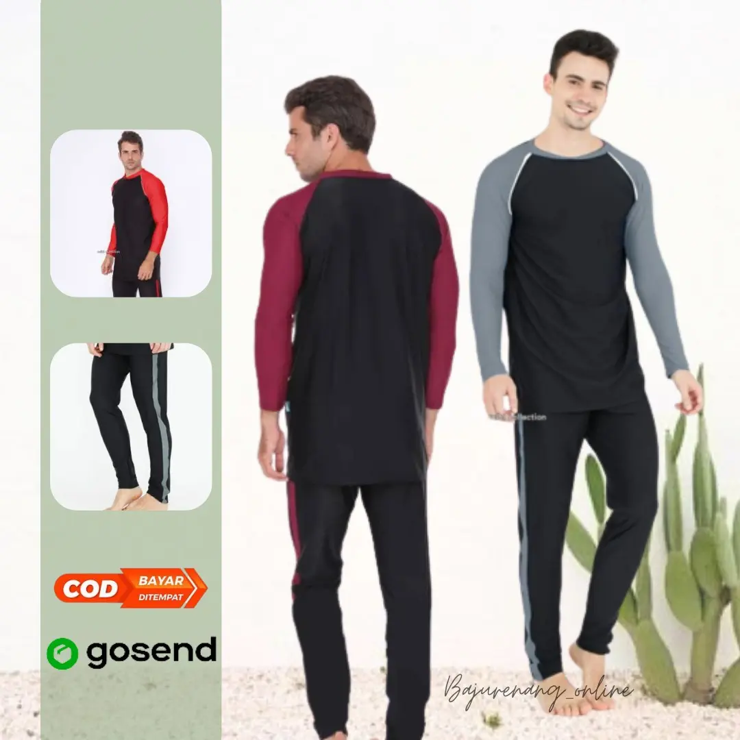 Baju Renang laki laki ikhwan atas bawah Pria Sulbi Cowok jumbo Panjang SBL 50 Polos Swimwear