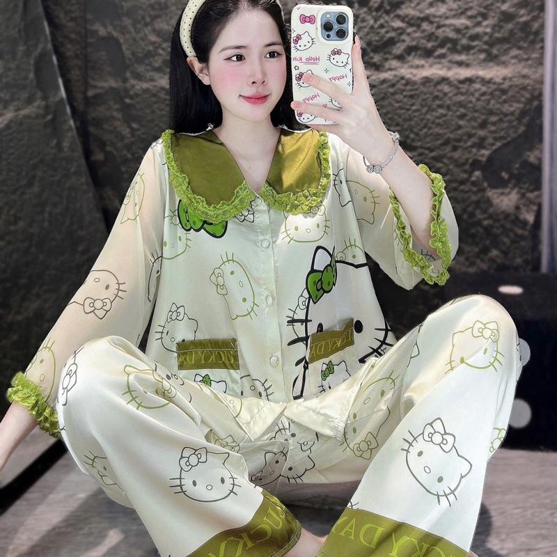   40-60kg  Pijama tiểu thư tay lỡ ren 