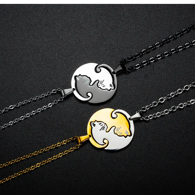OLEVS Kalung Titanium Hijab Couple Pria Wanita Anti Karat Asli Bentuk Kitten Necklace Liontin korea Aesthetic Barang Spot COD 1