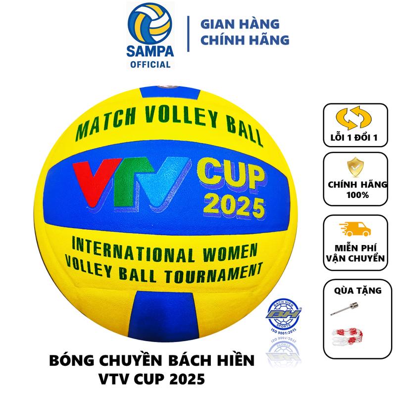 Qủa Bóng Chuyền Dán VTV CÚP 2025 Bách Hiền Da PU Tiêu Chuẩn Thi Đấu ( Tặng Kim LƯỚI)