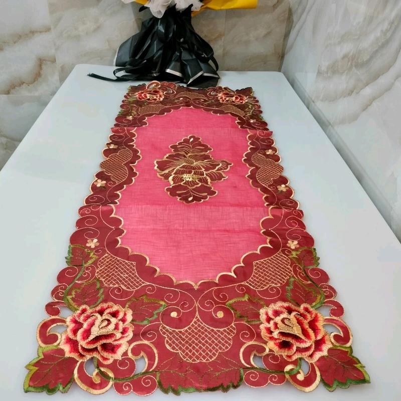 taplak meja tamu bordir impor,motif serat nanas UK 40x100cm Bunga Dekorasi 6