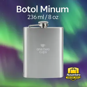One Two Cups Hip Flask Botol Minum Stainless Steel Portable 8oz MS351 Anti Karat Elegan