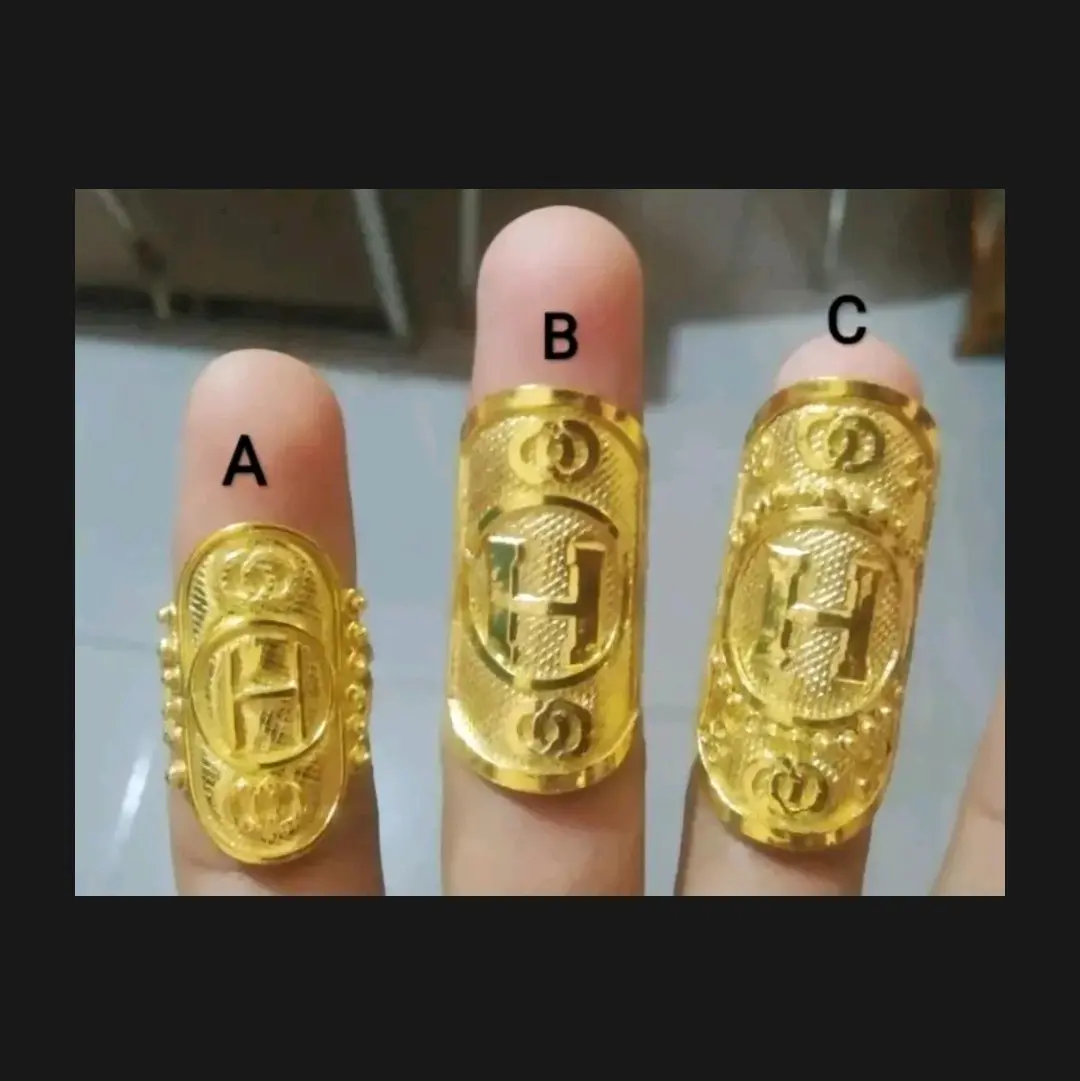 CINCIN MOTIF H BESAR LAPIS EMAS 24K CINCIN EMAS CINCIN BESAR