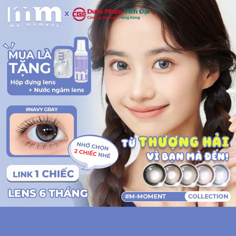 1 BÊN MẮT Kính áp tròng MMLENS My Moment M-Moment màu nâu xám hồng xanh lá xanh dương trăng douyin tự nhiên Rose Pink Honey Brown Caramel Brown Onyx Black Navy Gray lens 6 tháng girls độ cận 0-7 DIA giãn tròng 14.2-14.5mm kỷ yếu