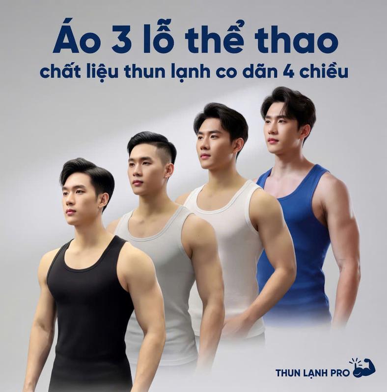 Áo 3 lỗ thể thao . chất vải thun mềm mịn thoáng mát . mặc ở nhà thể dục tập g