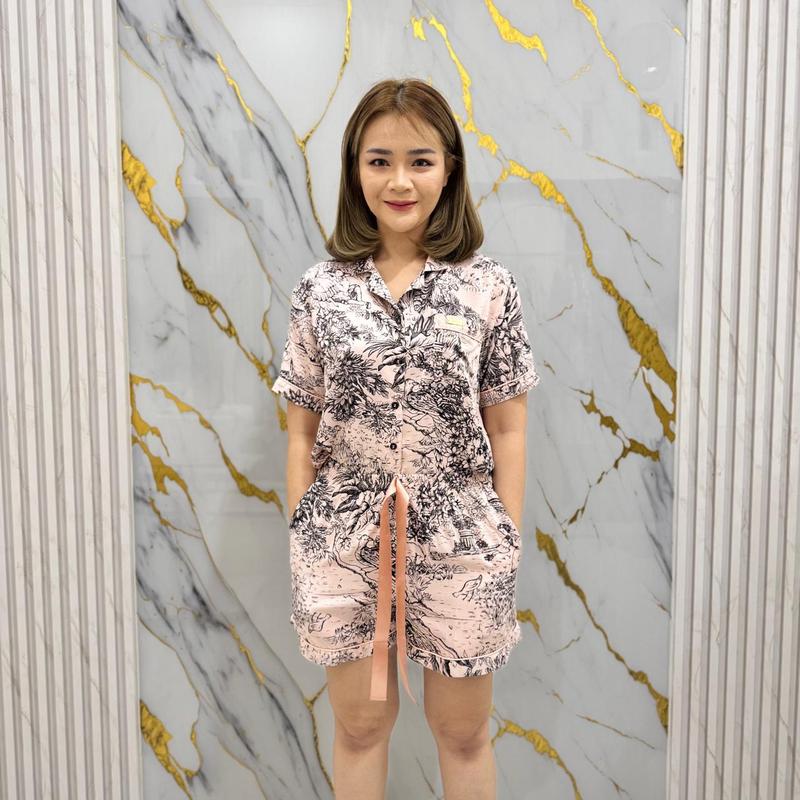 Piyama Baju Tidur Wanita Rayon Premium One Set Korean Style Bumil Busui Friendly Model Kancing Depan Nyaman Atasan Celana Lembut Setelan Dewasa Panjang Pendek 8