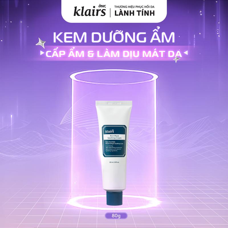   ĐQ  Kem dưỡng da cấp ẩm Dear Klairs Rich Moist Soothing Cream hỗ trợ cấp ẩm và làm dịu mát da 80g 