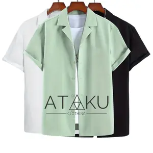 Kemeja Vintage Pria Lengan Pendek Kemeja Polos Pria Polos Korean Style