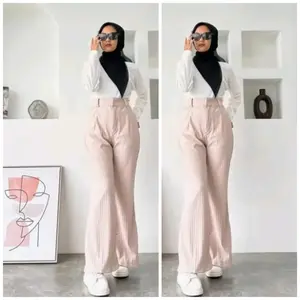 Cutbray Celana Panjang HW Wanita Cutbray Knit HighWaist Bawahan Jumbo BB 38-100 Kg