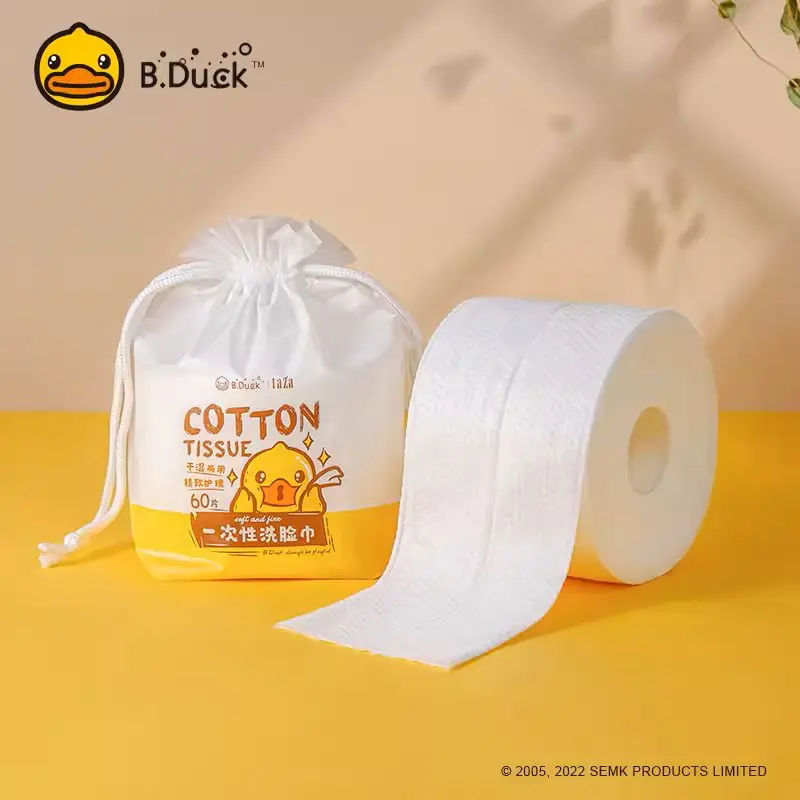 S018 【B.Duck】Disposable Face Towel Roll Type Thickened Dry Wet Dual-Use Pure Cotton Hand-Wiping Makeup Remover Soft