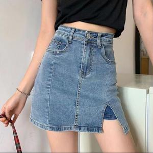 【ONE】デニムスカートパンツ 5色 サイドスリット パッチワーク 大きいサイズ レディースウェア #j1533