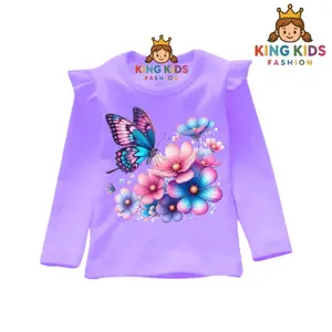 Kaos anak perempuan lengan panjang kupu kupu baju atasan KUPU-KUPU / BUNGA