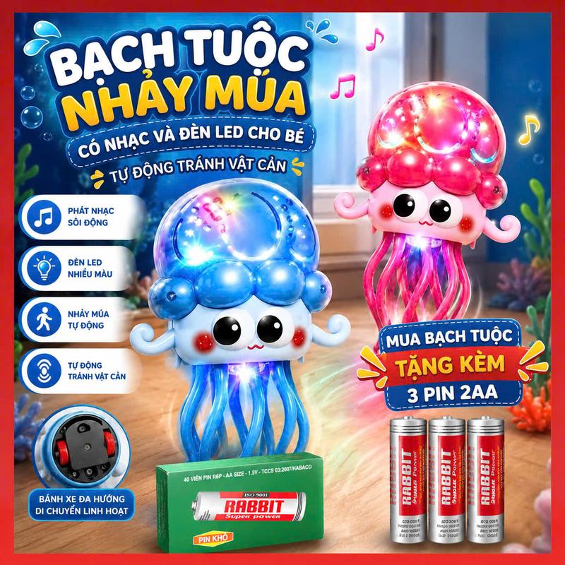 [Tặng Kèm 3 Pin ]Bạch Tuộc Nhảy Múa Đồ Chơi Bạch Tuộc Nhảy Múa Con Bạch Tuộc Bạch Tuột Nhảy Múa Phát Nhạc-Đồ Chơi Cho Bé