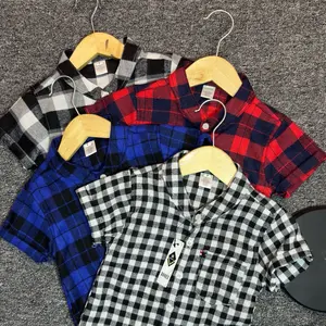 baju atasan kemeja anak anak balita 1-2 tahun lengan pendek  kemeja flanel import super fashion anak Laki-Laki Anak-Anak