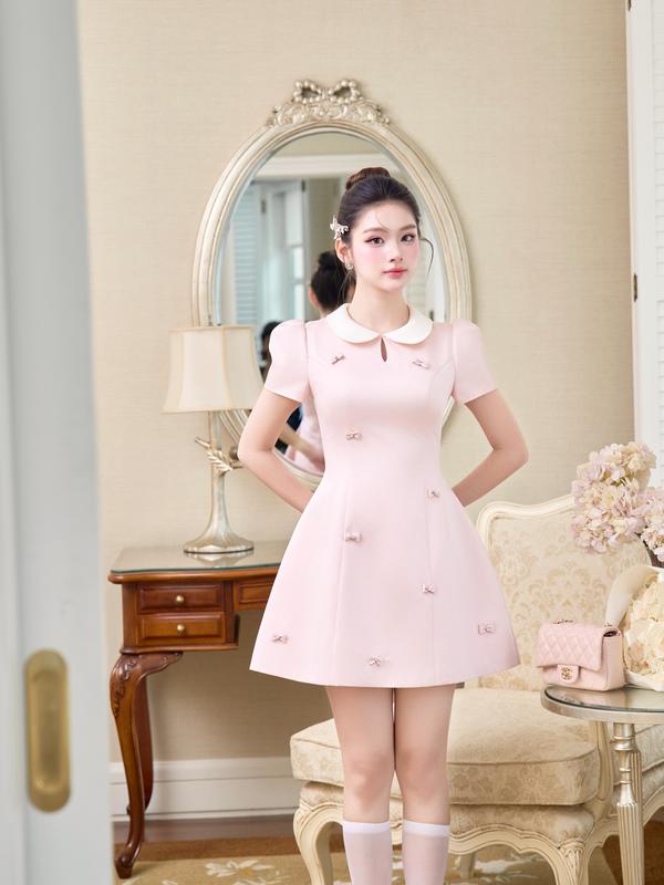 ZAMYSHOP - Váy thiết kế lụa tay bồng cổ sen, đầm nữ xinh dễ thương tiểu thư, đầm đẹp đi tiệc cưới