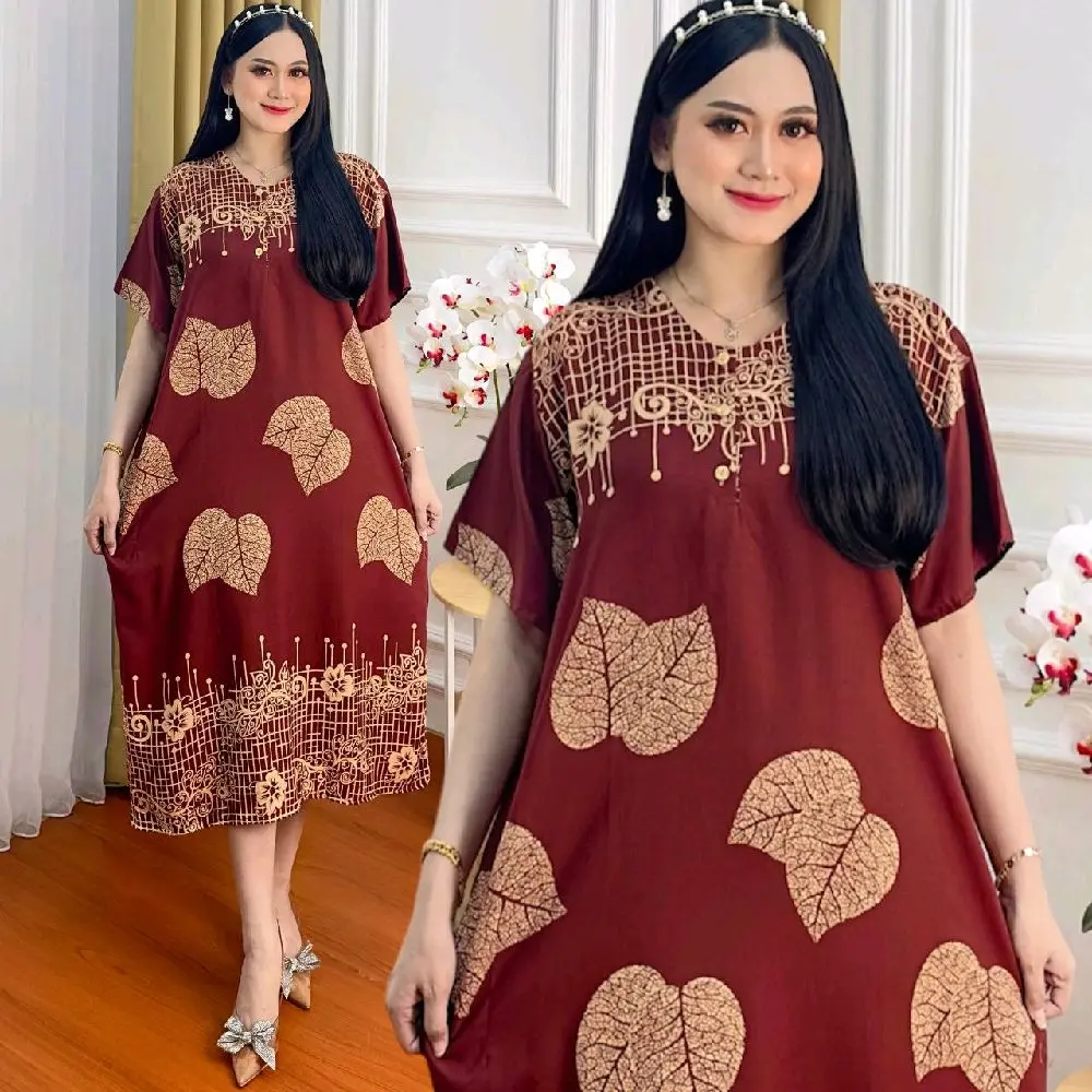Paket 3pcs Daster Jumbo Rindu Malam Busui Ibu Hamil Dress Wanita LD 125 Kain Rayon  Batik Nyaman Santai