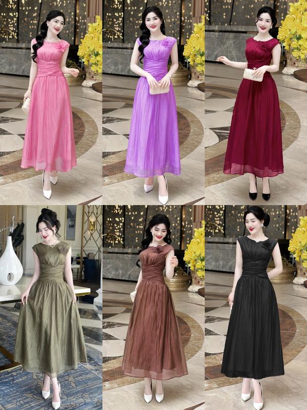 MIỄN SHIP BST MDU4316 Váy Tơ Diamond Tencel 2 Lớp - Thiết Kế Dáng Xòe Sang Trọng Dành Cho Nữ Women Dress