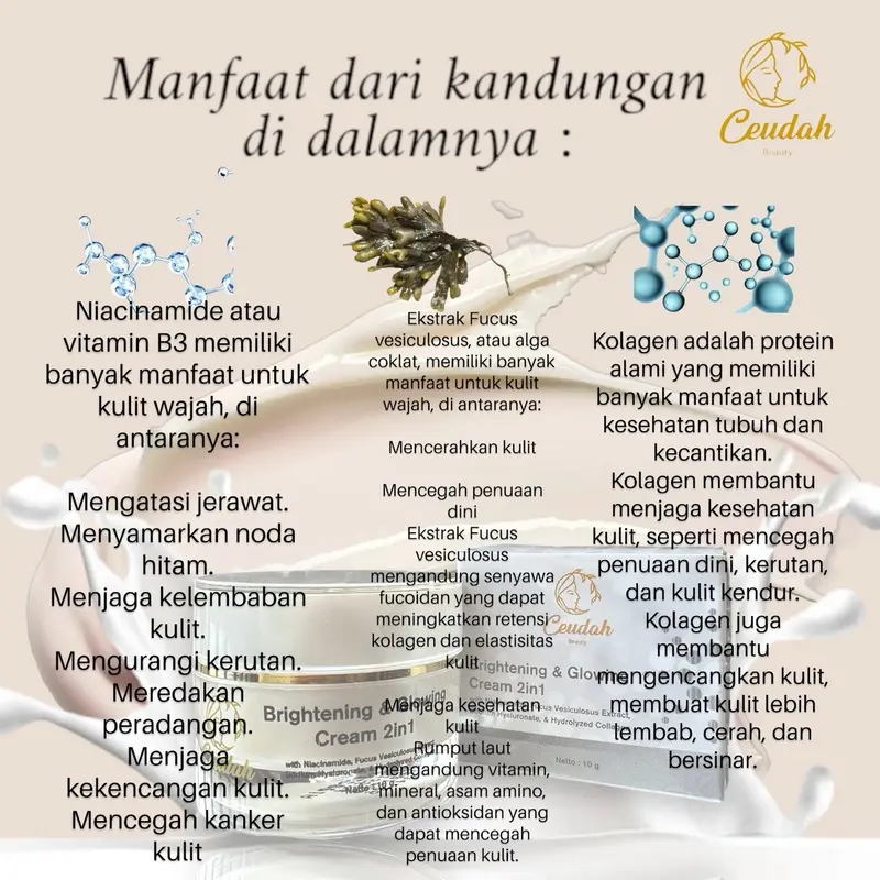 CEUDAH BEAUTY PAKET GLOWING (cream & bar soap) Perawatan Mencerahkan Wajah Pencerah 3