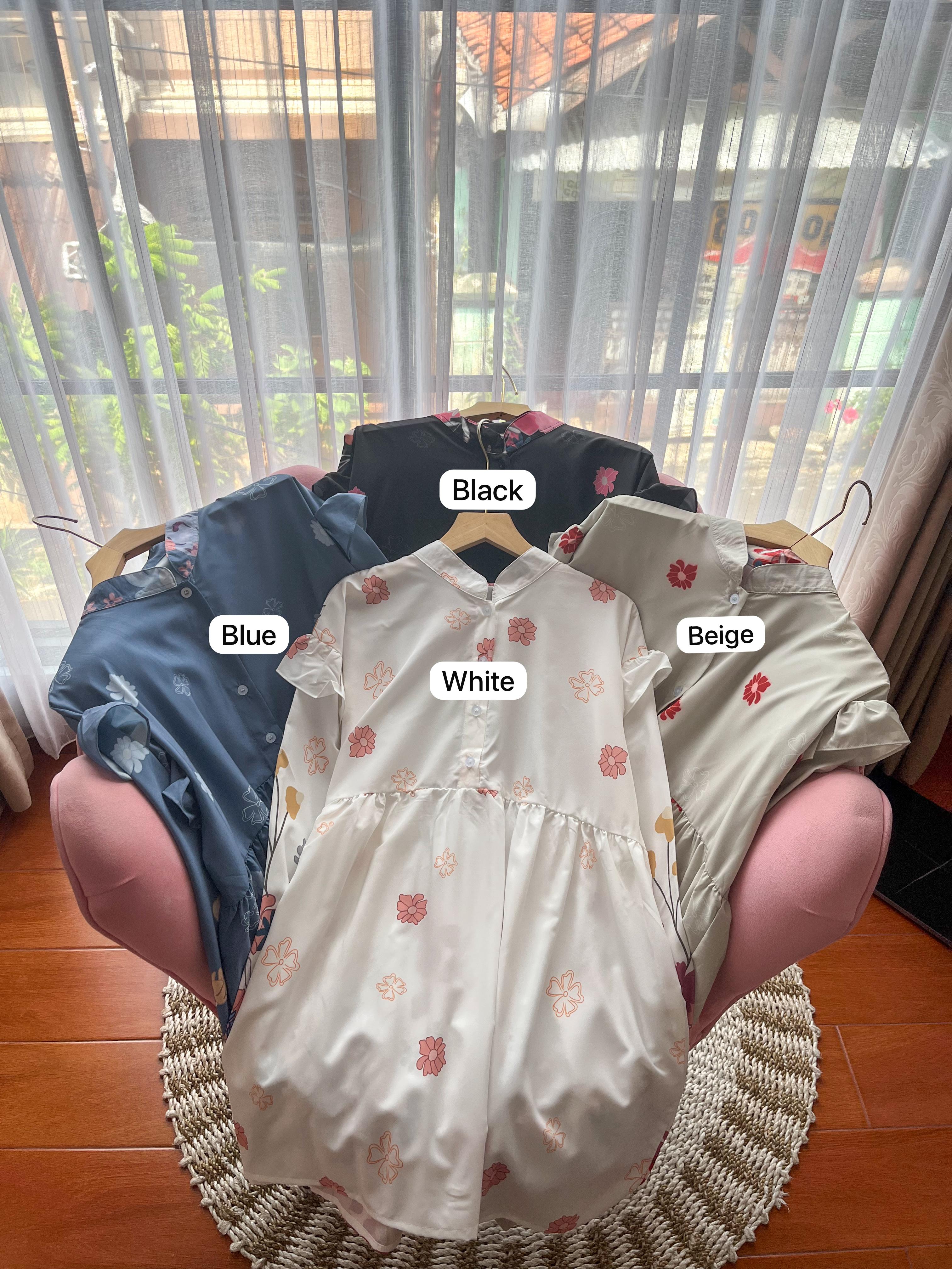 MENESTYS -Seyna Blouse Atasan Wanita Oversize Denim Bunga Cantik