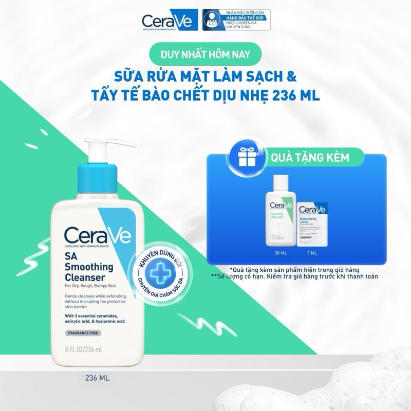 Sữa rửa mặt làm sạch & tẩy tế bào chết dịu nhẹ CeraVe SA Smoothing Cleanser 236ml