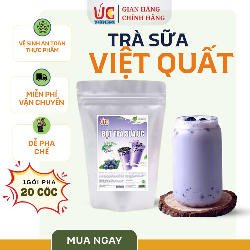 Tự Pha 18Ly Trà Sữa Việt Quất UC,Chỉ Hòa Tan, Không Cần Ủ Trà, Đậm Vị, Thơm Ngon Gói 500Gr