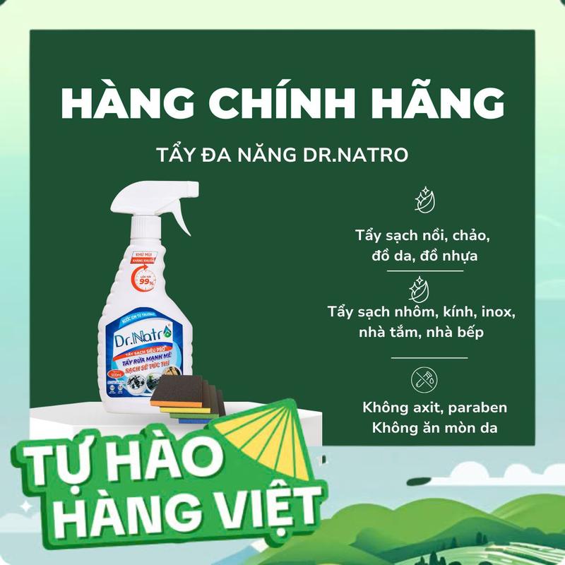 Nước Tẩy đa năng Dr.Natro 500ml-Tẩy sạch nồi chảo, tẩy dầu mỡ, rất tốt trên inox, nhựa, da, lau kính,  , lò nướng và và vi sóng, đánh bóng lư đồng, nữ trang... vệ sinh đonep nhacua