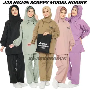 JAS HUJAN MODEL HOODIE TANPA ZIPPER JAS HUJAN DEWASA PRIA WANITA SETELAN ATASAN DAN BAWAHAN BAHAN PVC 0,25