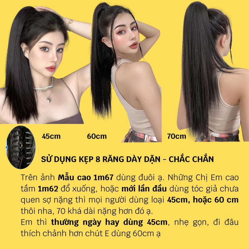 Đuôi ngoạm tóc giả thẳng nữ đẹp - KẸP ĐUÔI THẲNG 60CM