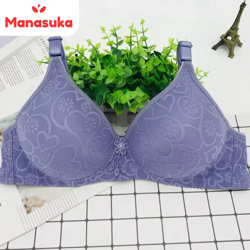 MS BH big size pakaian dalam bra wanita jumbo ukuran besar busa tipis motif bunga renda push up remaja tanpa kawat sexy gym zumba dewasa cup C korean style fashion murah nyaman size 36-42 BR012 0