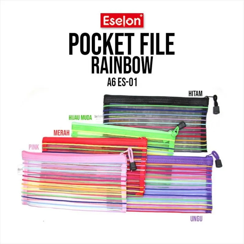 Pocket File Jaring Pelangi Jahitan Rapi / Pocket File Rainbow 4 Ukuran Eselon 0