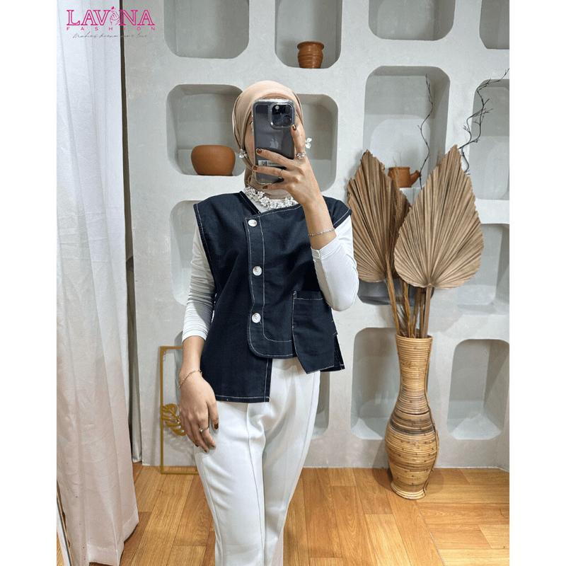 Lavina VOP256 | Novira Outer Vest Katun Premium Kancing Depan dengan Saku 4