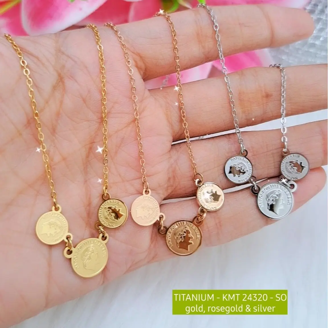 Kalung mata TITANIUM wanita anti karat model bulat