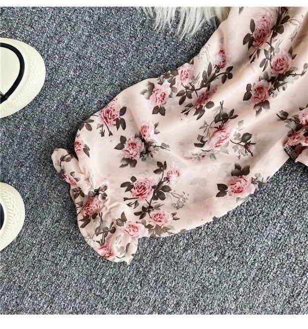 Product Introduction of Retro Floral Crop Top for Women Long Sleeve High-waisted Short Blouse Off-shoulder Shirt 19