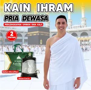 ANP88 - Kain Ihram Pria Dewasa Premium Microfiber & Katun Set 2 Lembar Perlengkapan Haji Umroh Bahan Nyaman Tas Bonus
